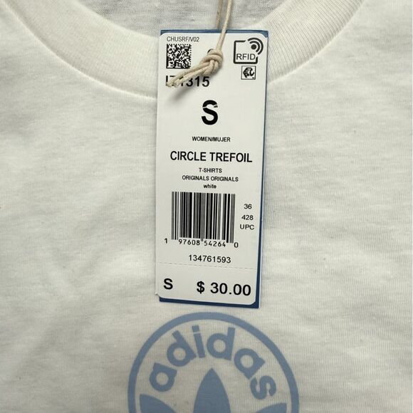 Adidas Circle Trefoil White Tee IZ1315 with Iconic Logo - Picture 4 of 7